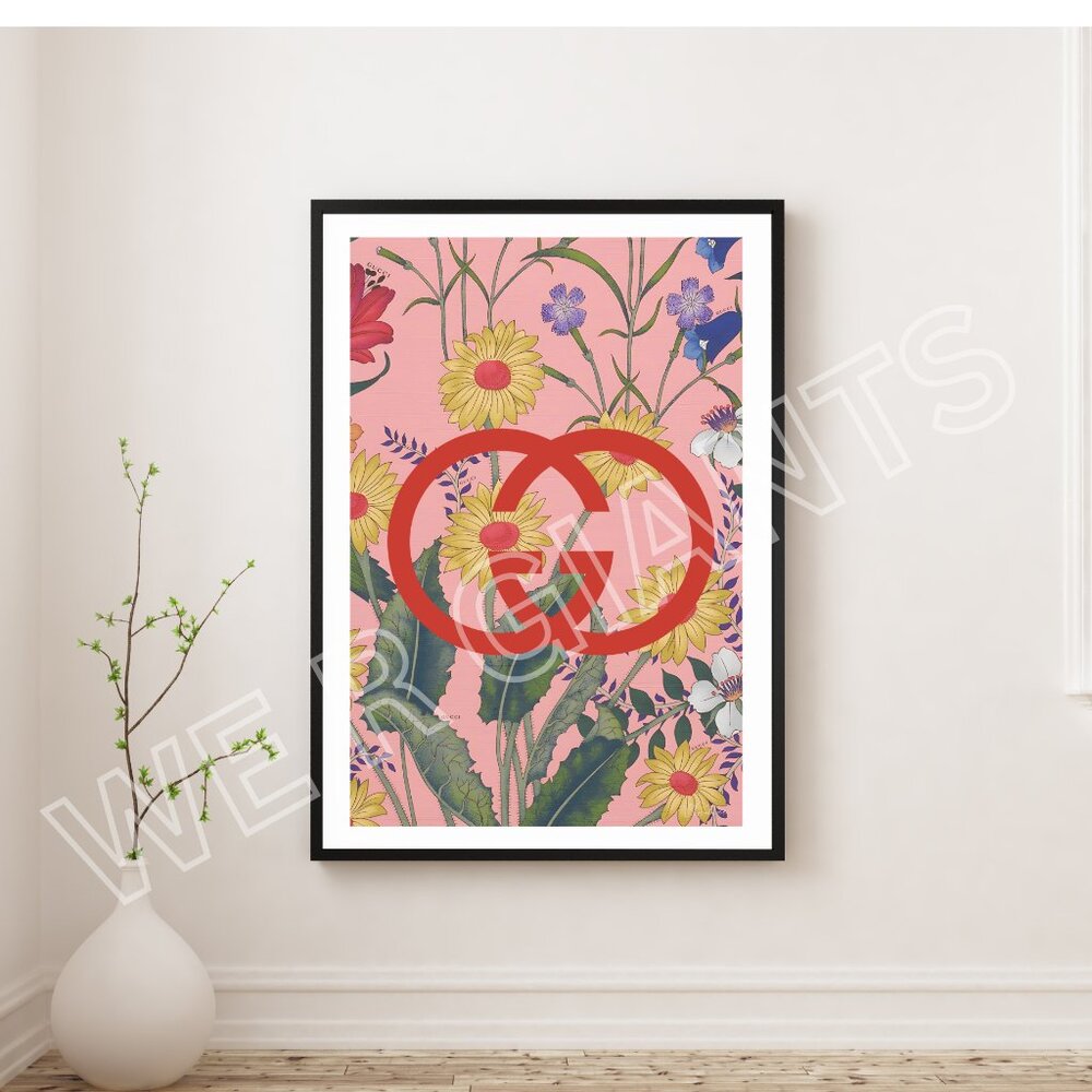 24x36 Gucci Floral Art Print Signed by Christine